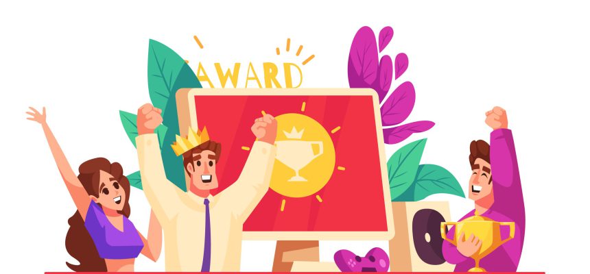 Gamification Cartoon Concept Gamification cartoon concept with happy people achieving business award vector illustration SSUCv3H4sIAAAAAAACA02RTW/CMAyG/0rkczc27dbjJoS0E9q4oR3cxLQWaRLlo4BQ//ucAhKn2H7tN86TK3SYWEN7Bba2pBwxs3fQvjdAhrOPjBbat7mBlDGXREl6JdOYqRd1yR8m+2utQws70oPz1vcXkMHSSenLj6Fkignm5tH2ifrYR1+cSasdnXOJYvcYeBJh/msAe3L6Um+X6yNZwmWZvUjHkxiP980mNuRvIRbDNYTJa7Sif9TN5ZV+rNU+YhhYR54o1txQ0hLABkc+sF5IKI0x+3p6pylkdeI8qAFDuKhAPlhSqAemiV2vupLYUUoKTxiNmkgLQPUM9lWthSp2Mrbe/ip0Rv2QMyRdTn1vN+rg4yhsGsjnSgiaO6qbV1rd1yhoVyn4mNML6swT50raH+Xj5nn+BzrMcLvWAQAA