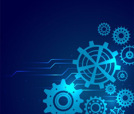 technology gear wheel motion background with text space vector